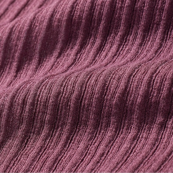 SKIMS SHEER KNIT PLUNGE MINI DRESS BEET S - Picture 6 of 8